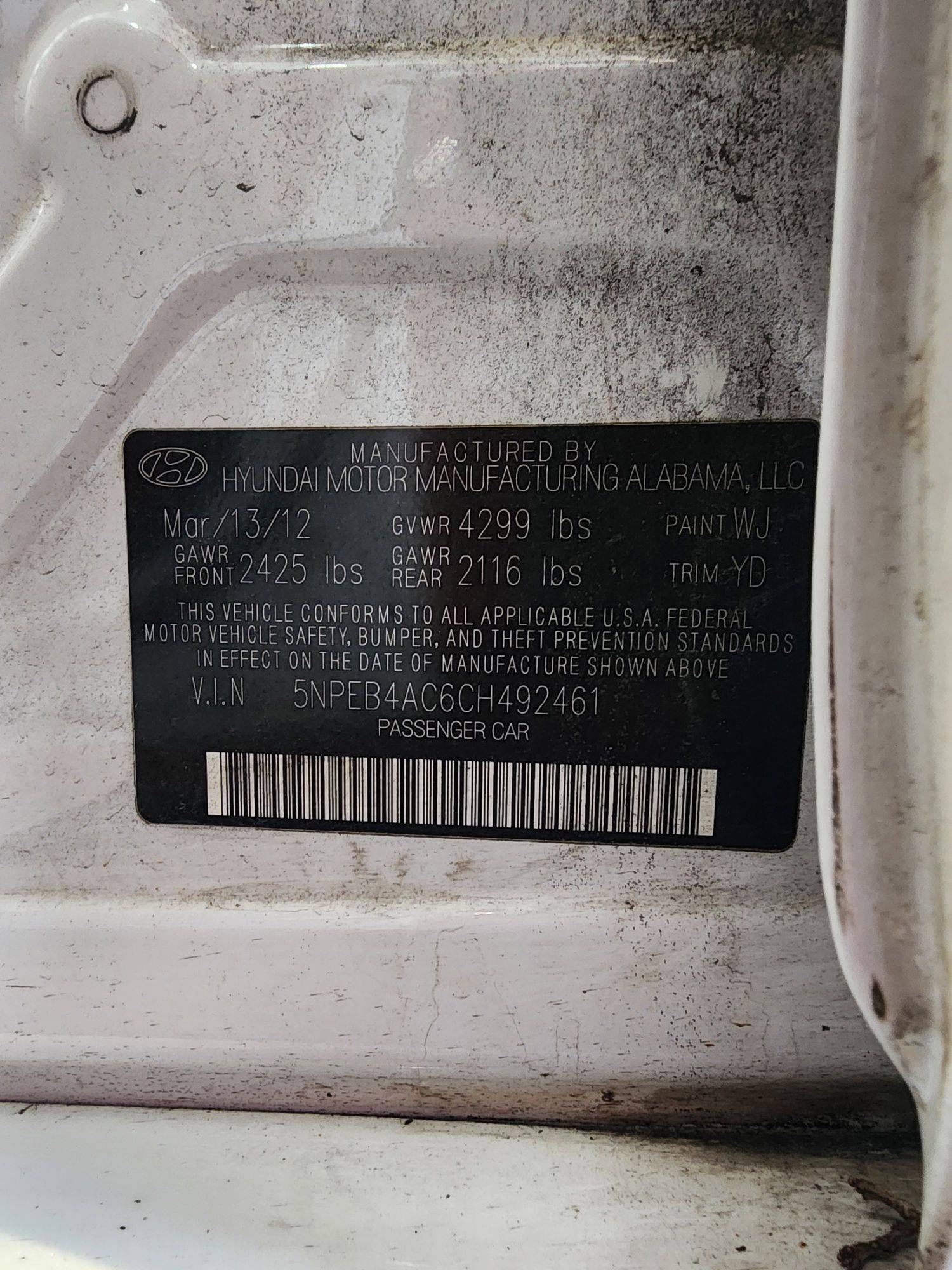 2012 HYUNDAI SONATA — 217816 Miles — Lot 46193034 — Souq - Marhaba Auctions Used Cars - Image 9