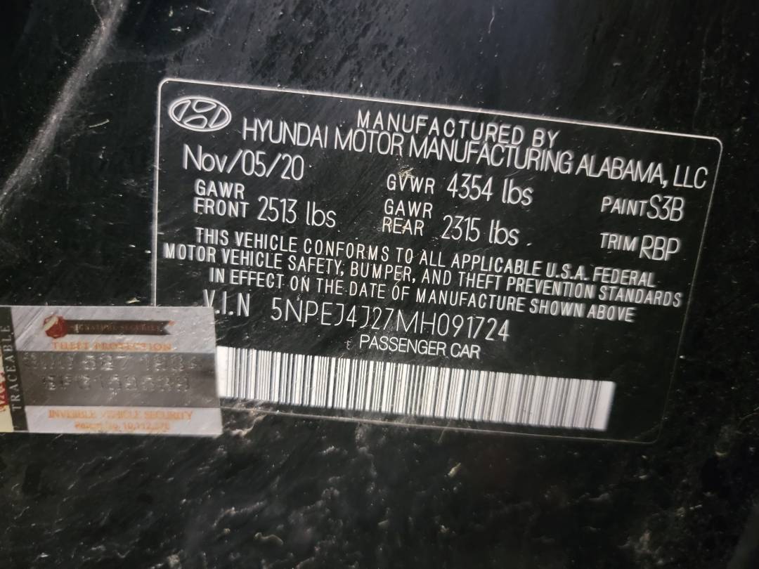 2021 HYUNDAI SONATA — 34961 Miles — Lot H091724 — Main - Marhaba Auctions Used Cars - Image 9