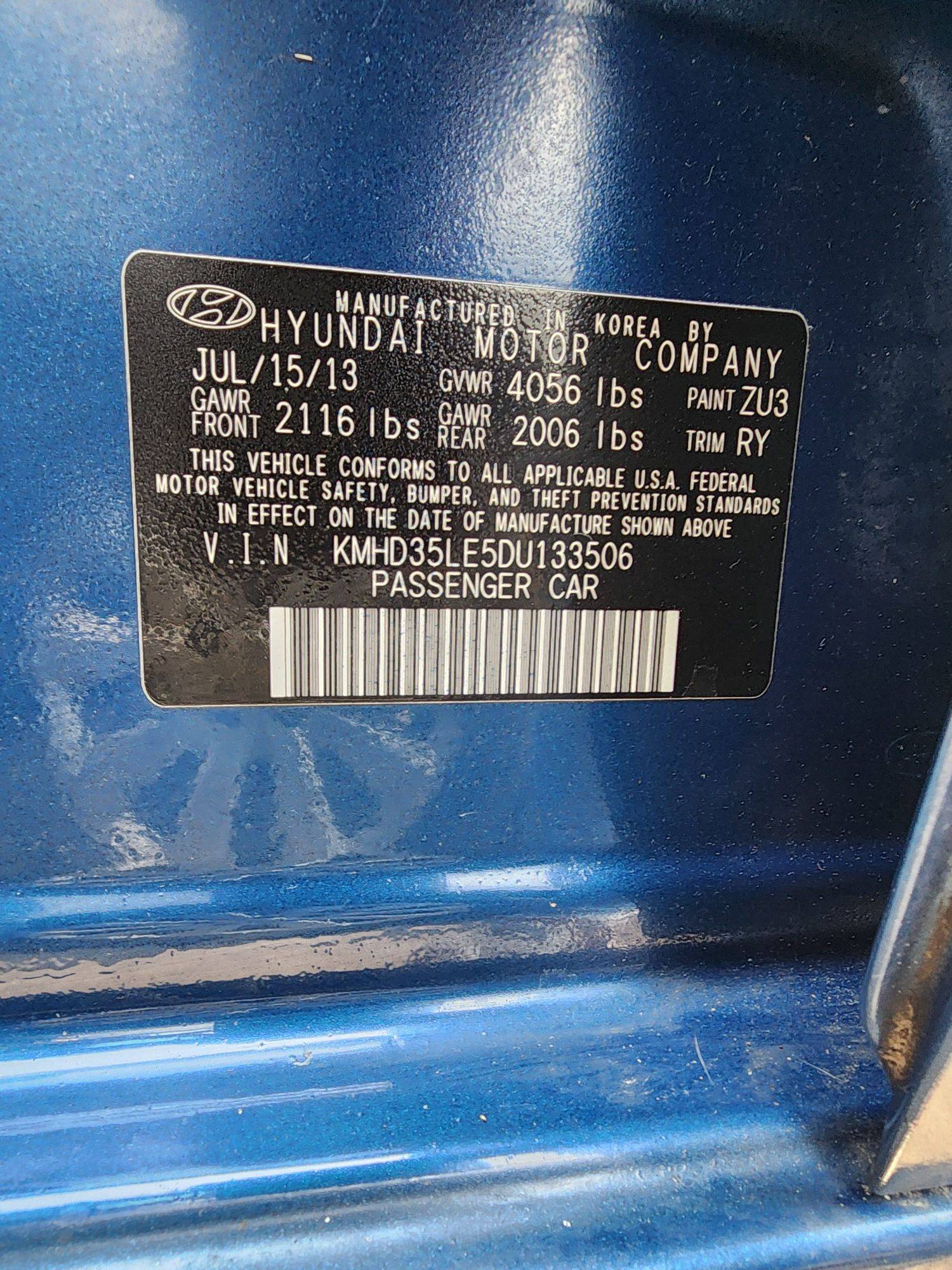 2013 HYUNDAI ELANTRA — 125900 Miles — Lot 33506 — Souq - Marhaba Auctions Used Cars - Image 6