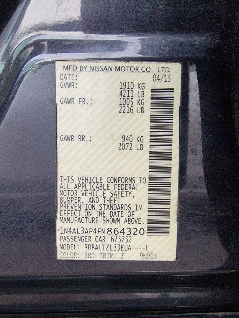 2015 NISSAN ALTIMA — 161867 Miles — Lot 125487 — Souq - Marhaba Auctions Used Cars - Image 9