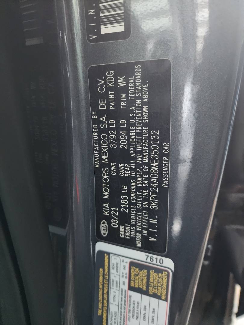 2021 KIA FORTE — 22597 Miles — Lot 38080973 - Marhaba Auctions Used Cars - Image 4