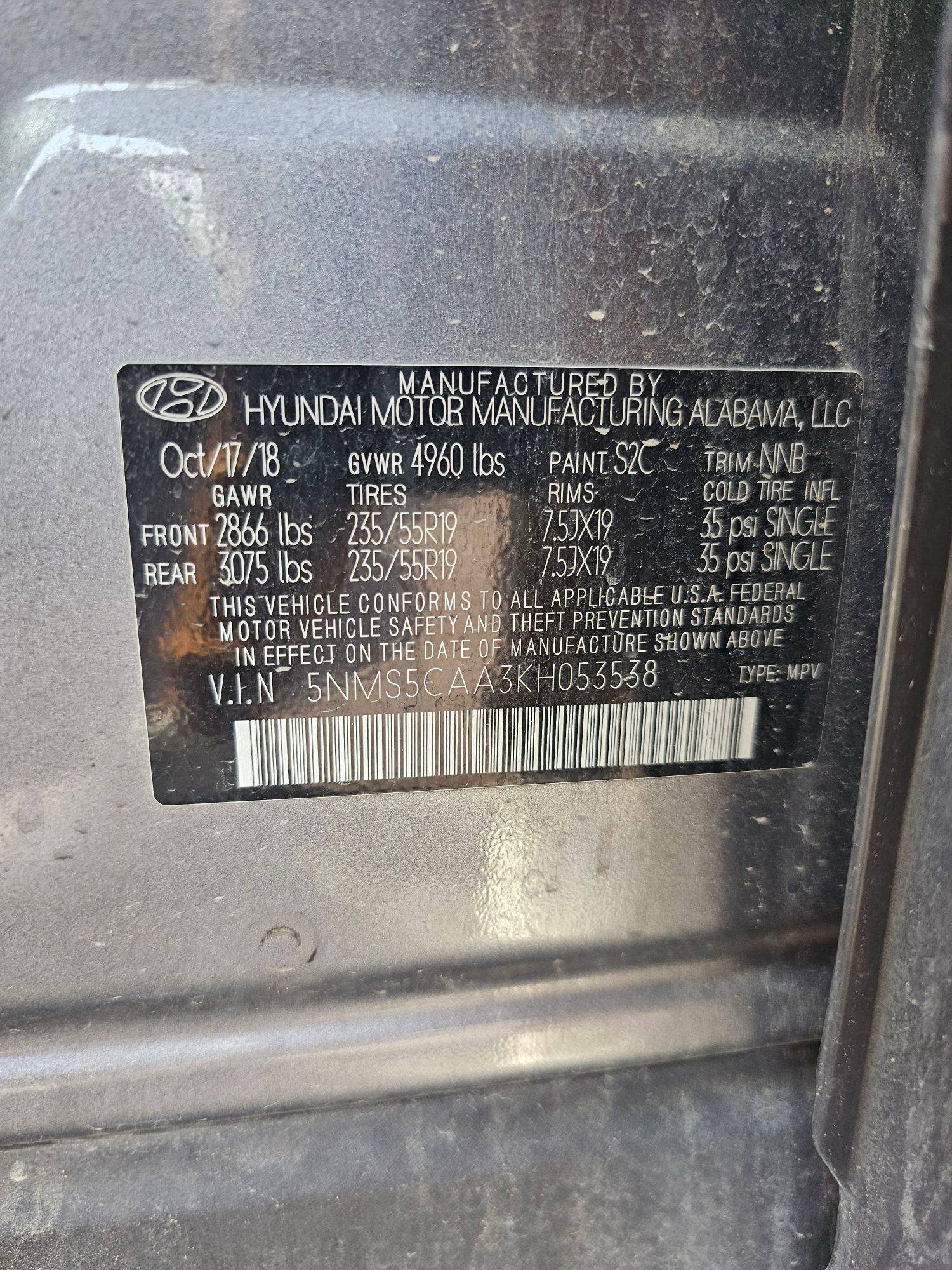 2019 HYUNDAI SANTA FE — 70924 Miles — Lot 3KH053538 — Souq - Marhaba Auctions Used Cars - Image 10