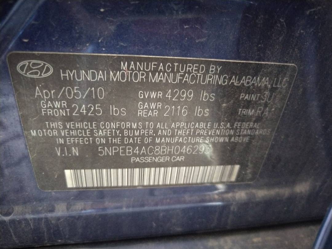 2011 HYUNDAI SONATA — 235386 Miles — Lot 68981443 - Marhaba Auctions Used Cars - Image 10