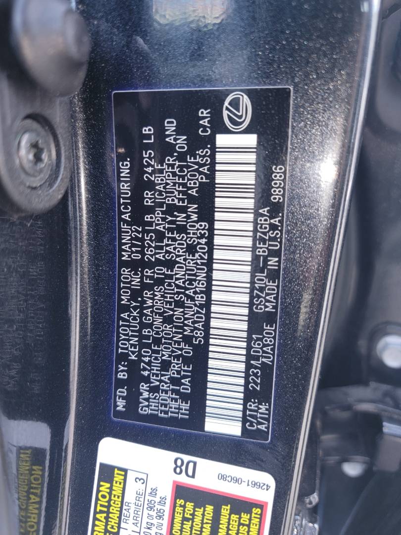 2022 LEXUS ES 350 — 21402 KM — Lot 120439 - Marhaba Auctions Used Cars - Image 9