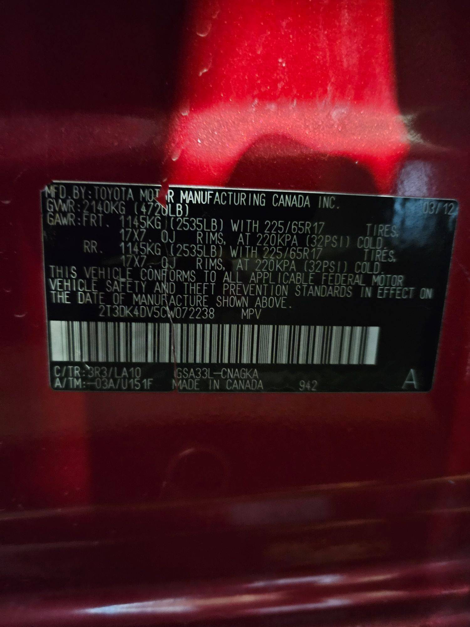 2012 TOYOTA RAV4 — 326464 Miles — Lot CW072238 — Main - Marhaba Auctions Used Cars - Image 11