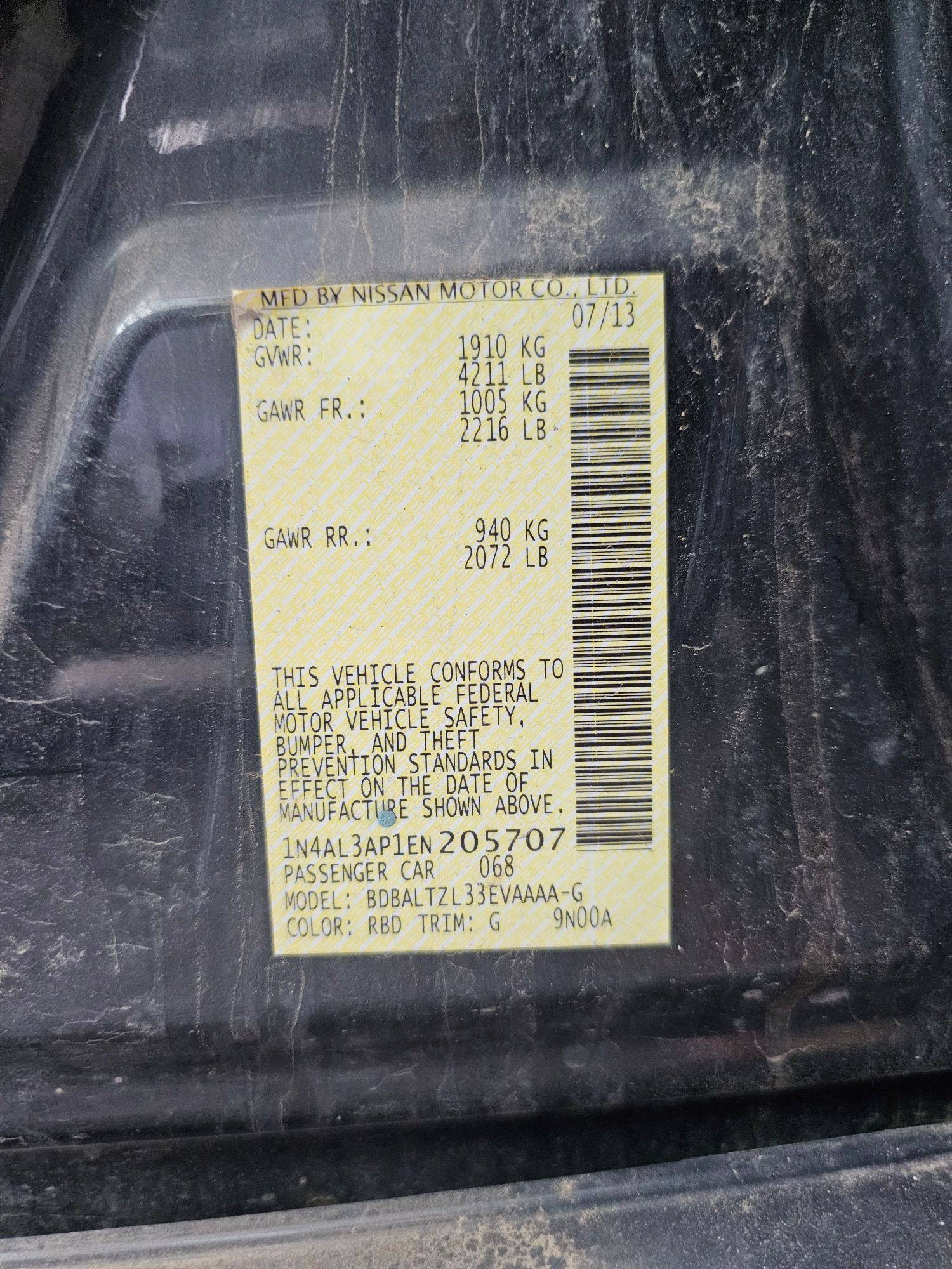 2014 NISSAN ALTIMA — 159005 Miles — Lot EN205707 — Souq - Marhaba Auctions Used Cars - Image 10