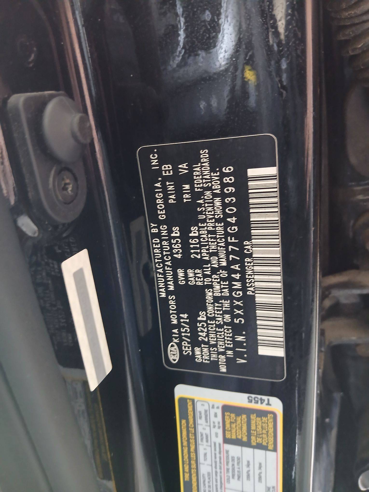 2015 KIA OPTIMA — 118055 Miles — Lot 44917425 — Souq - Marhaba Auctions Used Cars - Image 9