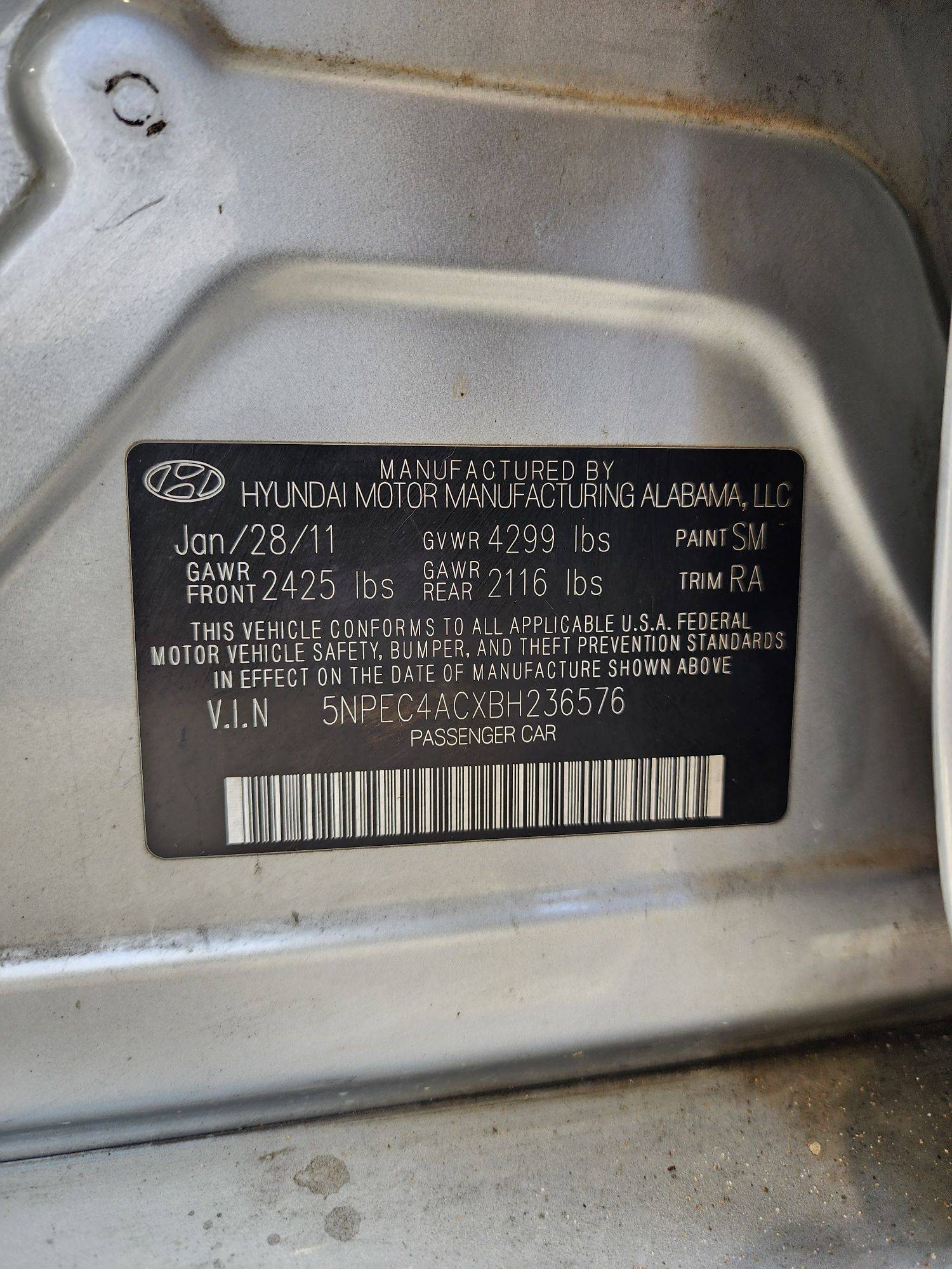 2011 HYUNDAI SONATA — 213246 Miles — Lot CXBH236576 — Souq - Marhaba Auctions Used Cars - Image 10