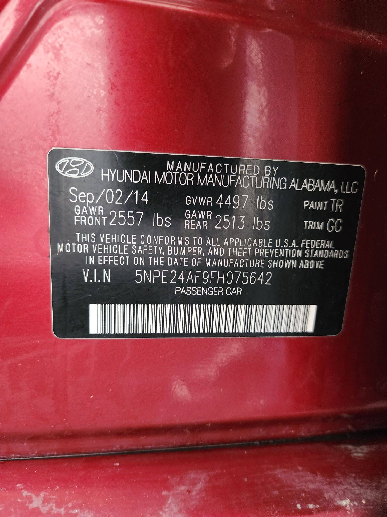 2015 HYUNDAI SONATA — 151170 Miles — Lot 53395514 — Main - Marhaba Auctions Used Cars - Image 9