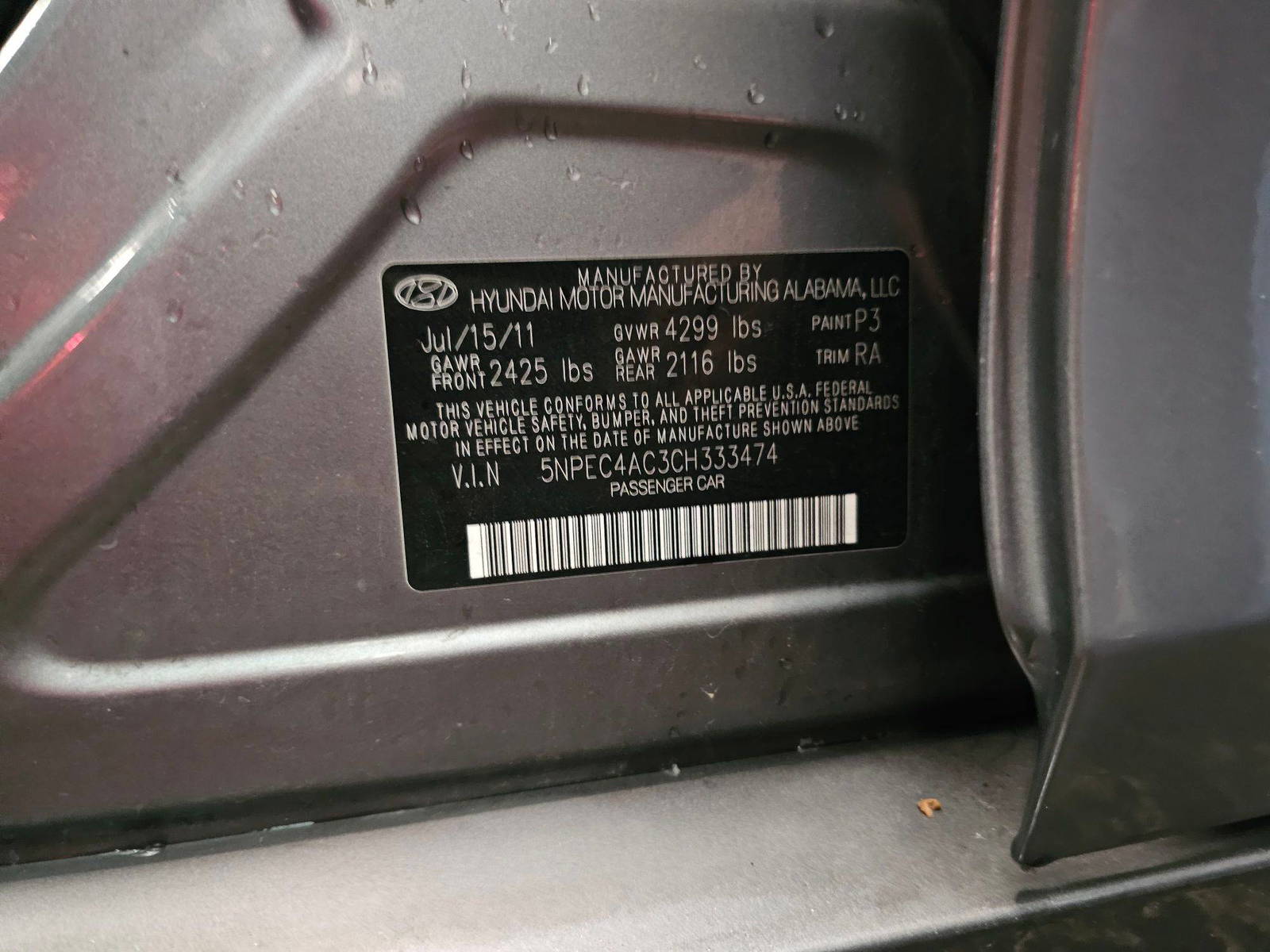 2012 HYUNDAI SONATA — 122463 Miles — Lot CH333474 — Main - Marhaba Auctions Used Cars - Image 9
