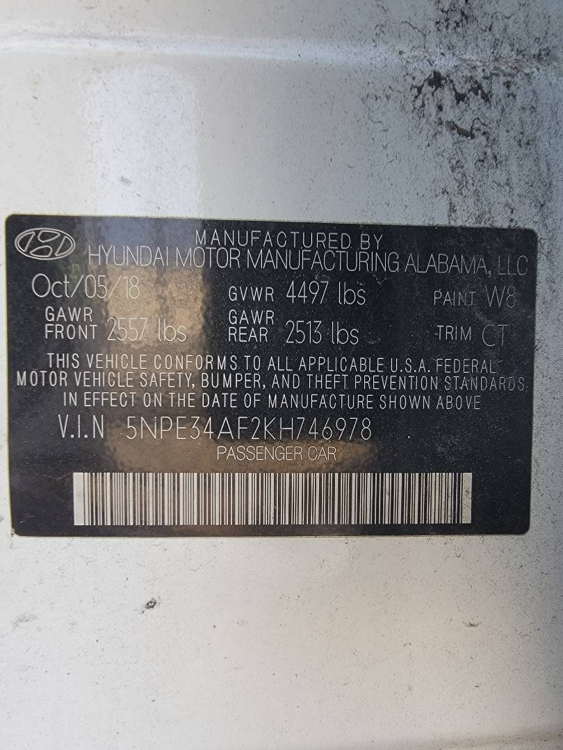2019 HYUNDAI SONATA — 135728 Miles — Lot KH746978 — Main - Marhaba Auctions Used Cars - Image 8