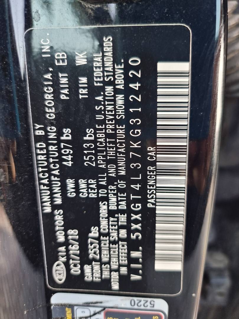 2019 KIA OPTIMA — 90346 Miles — Lot 125487 — Souq - Marhaba Auctions Used Cars - Image 10