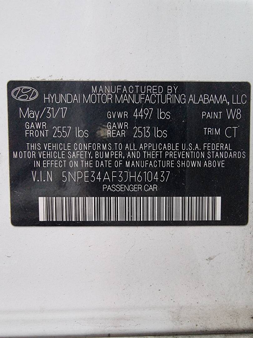 2018 HYUNDAI SONATA — 100533 Miles — Lot 125487 — Ind. 12 - Marhaba Auctions Used Cars - Image 10