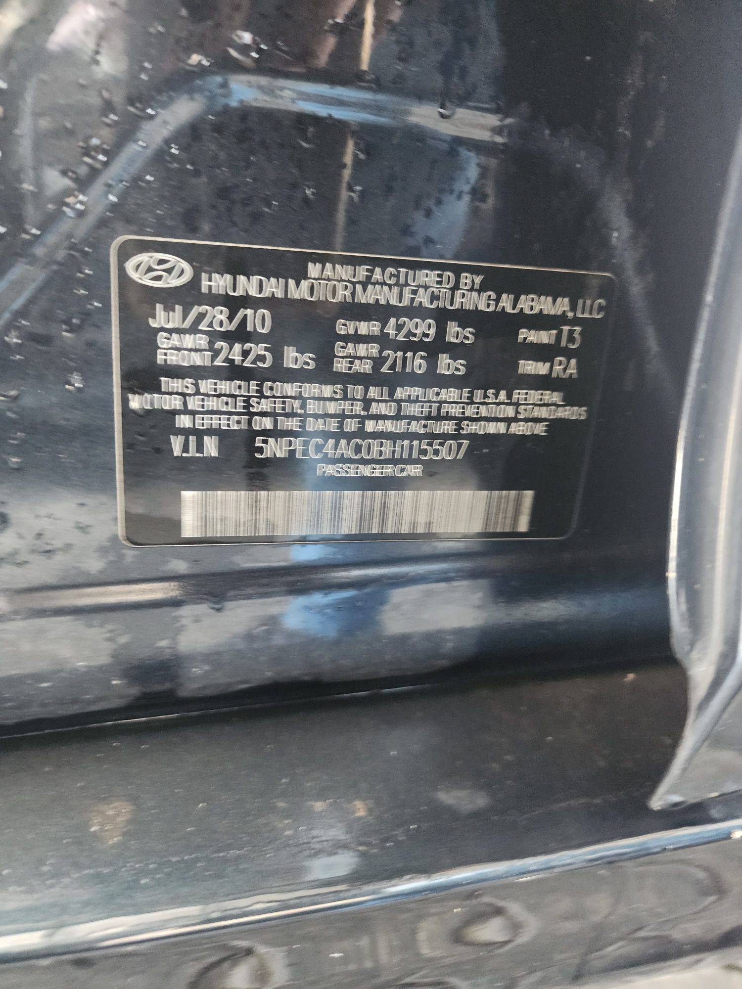 2011 HYUNDAI SONATA — 174686 Miles — Lot 74420043 - Marhaba Auctions Used Cars - Image 10