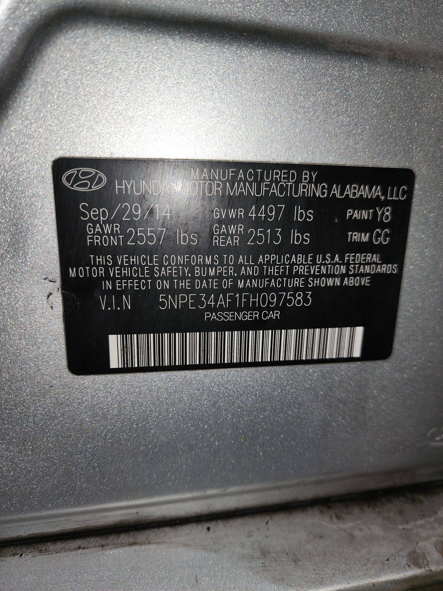 2015 HYUNDAI SONATA — 232029 Miles — Lot 43568174 — Souq - Marhaba Auctions Used Cars - Image 9