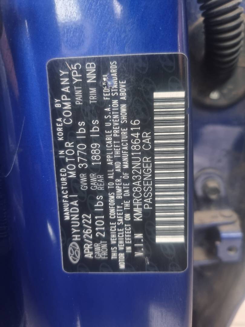 2022 HYUNDAI VENUE SEL — 59011 Miles — Lot U186416 — Ind. 12 - Marhaba Auctions Used Cars - Image 9