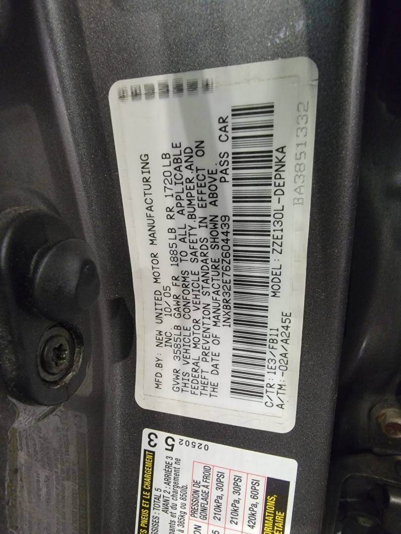 2006 TOYOTA COROLLA — 291582 Miles — Lot Z604439 — Main - Marhaba Auctions Used Cars - Image 8
