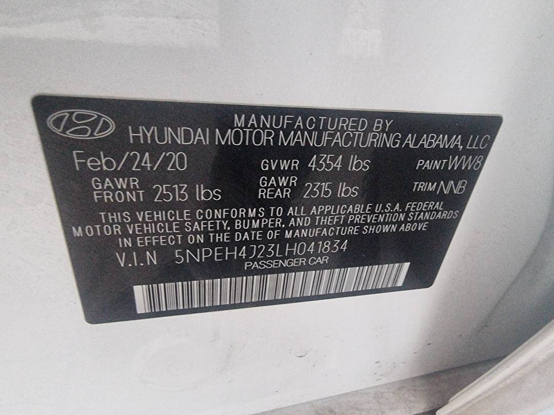 2020 HYUNDAI SONATA — 57587 Miles — Lot H041834 — Ind. 12 - Marhaba Auctions Used Cars - Image 9