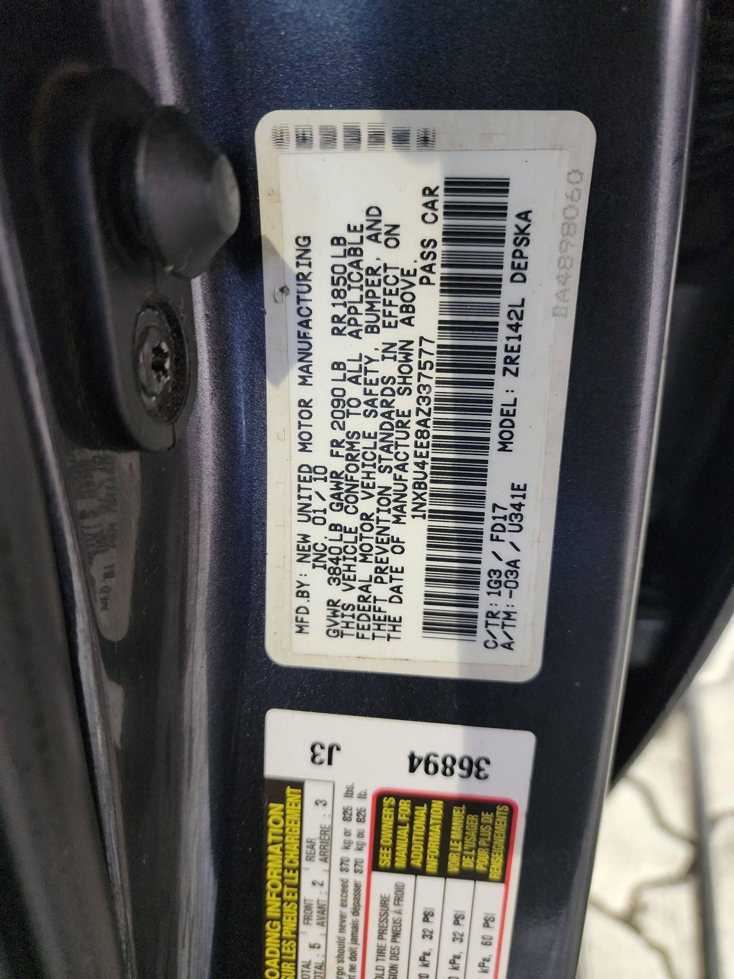 2010 TOYOTA COROLLA — 0 Miles — Lot 76099343 - Marhaba Auctions Used Cars - Image 11
