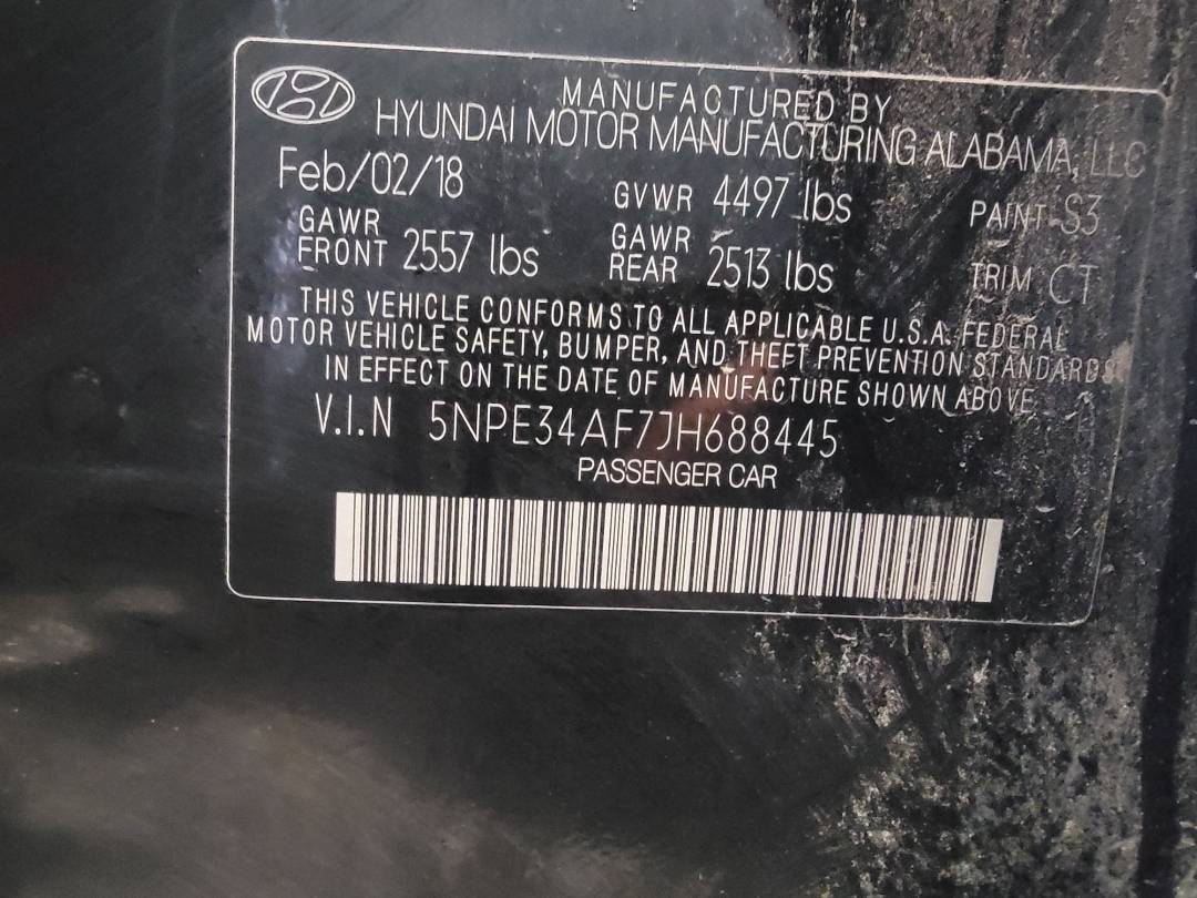 2018 HYUNDAI SONATA — 150255 Miles — Lot H688445 — Main - Marhaba Auctions Used Cars - Image 9