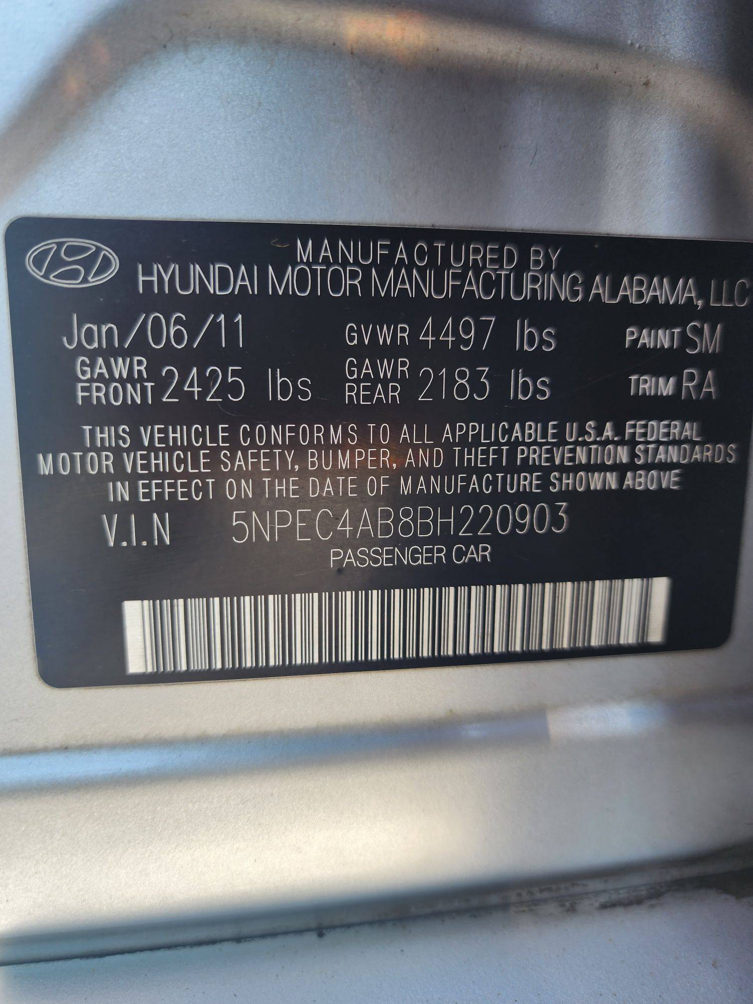 2011 HYUNDAI SONATA — 196006 Miles — Lot 67381563 - Marhaba Auctions Used Cars - Image 3