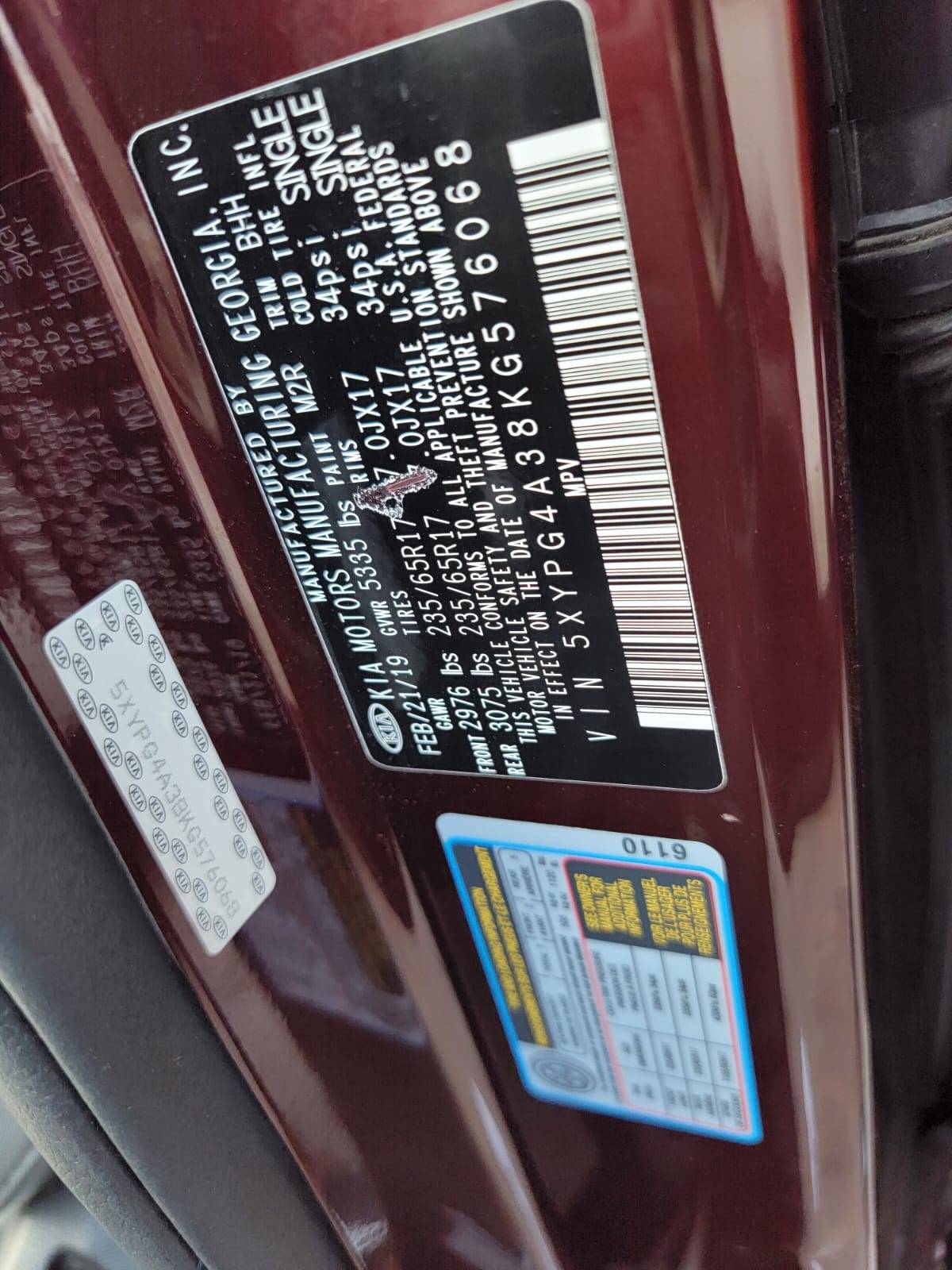 2019 KIA SORENTO — 78607 Miles — Lot 62687543 - Marhaba Auctions Used Cars - Image 3