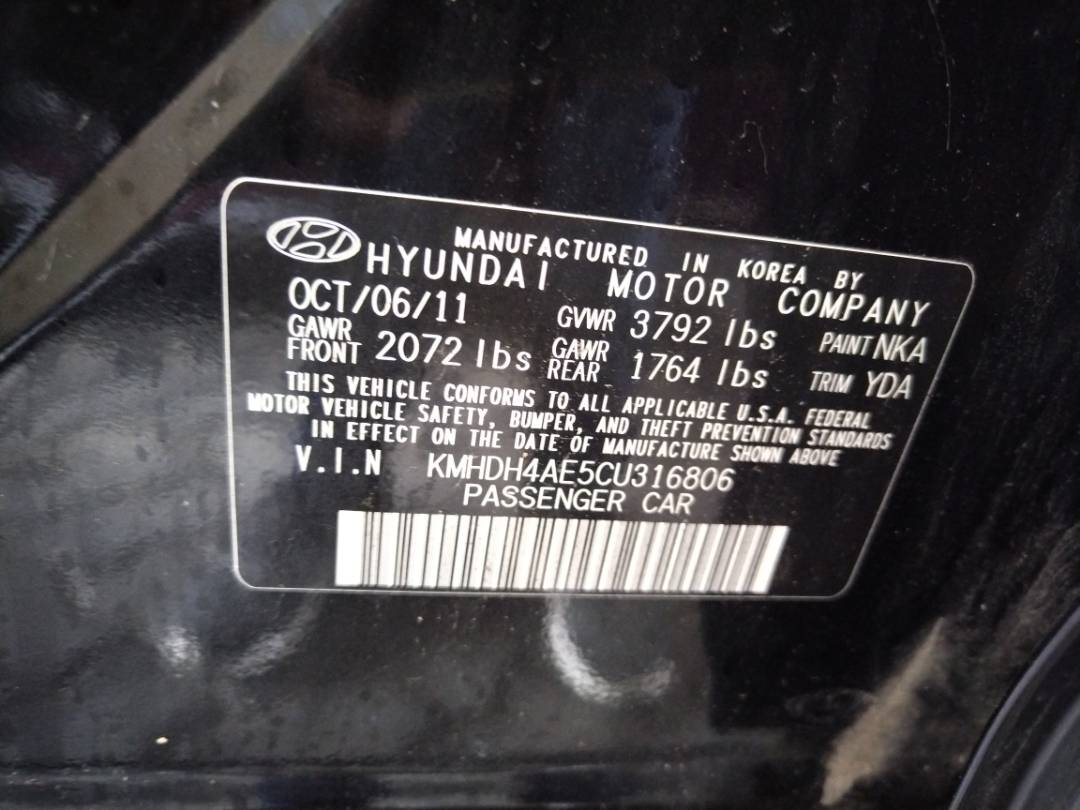 2012 HYUNDAI ELANTRA — 167513 Miles — Lot 37713702 - Marhaba Auctions Used Cars - Image 9