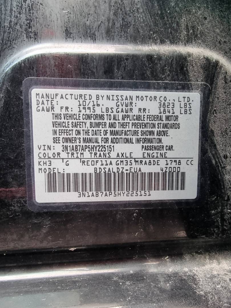 2017 NISSAN SENTRA — 111304 Miles — Lot 215487 — Ind. 12 - Marhaba Auctions Used Cars - Image 9