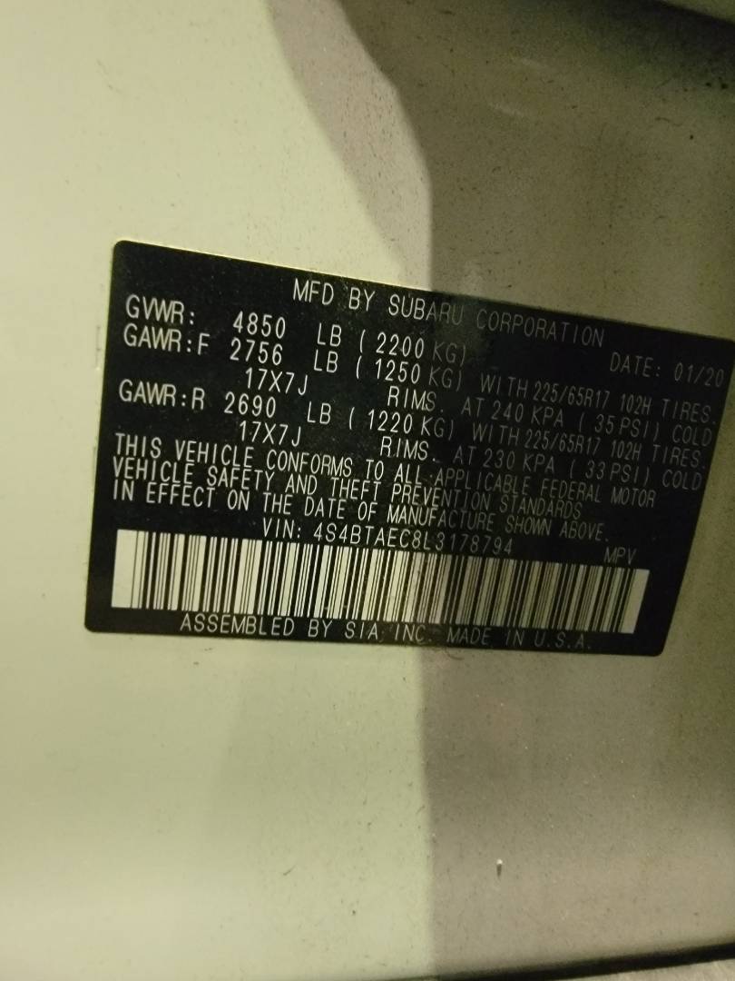 SUBARU OUTBACK 2.5I LIMITED 2020 - Marhaba Auction Used Cars - Image 9