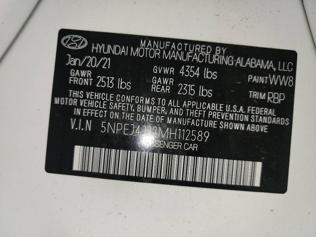 2021 HYUNDAI SONATA — 29162 Miles — Lot H112589 — Main - Marhaba Auctions Used Cars - Image 10