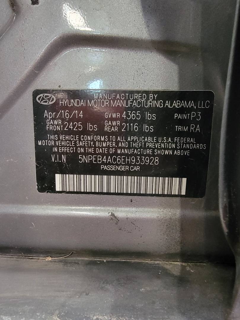 2014 HYUNDAI SONATA — 166537 Miles — Lot 6EH933928 — Main - Marhaba Auctions Used Cars - Image 9
