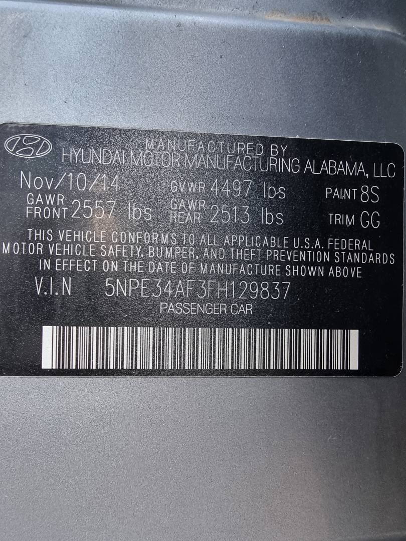 2015 HYUNDAI SONATA — 171945 Miles — Lot 125487 — Ind. 12 - Marhaba Auctions Used Cars - Image 9