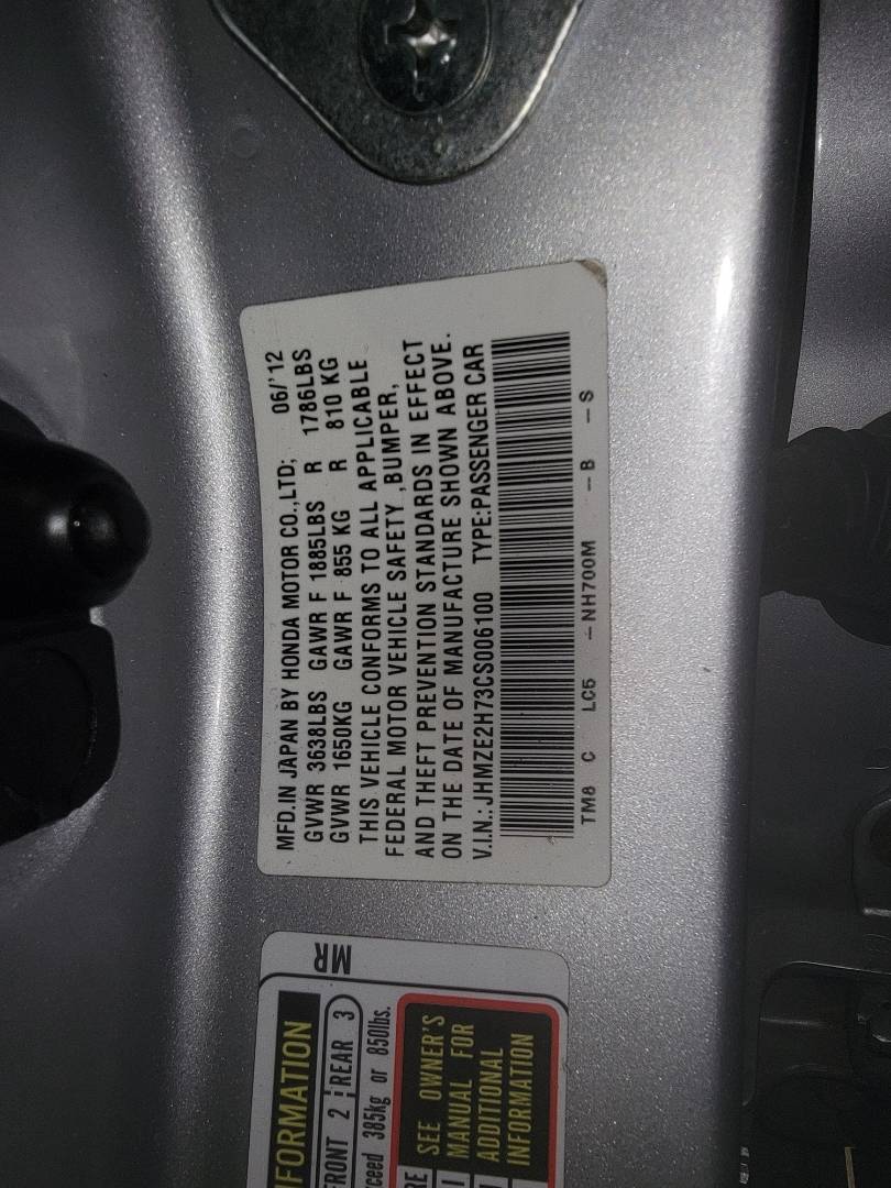 2012 HONDA INSIGHT — 135112 Miles — Lot CS006100 - Marhaba Auctions Used Cars - Image 9