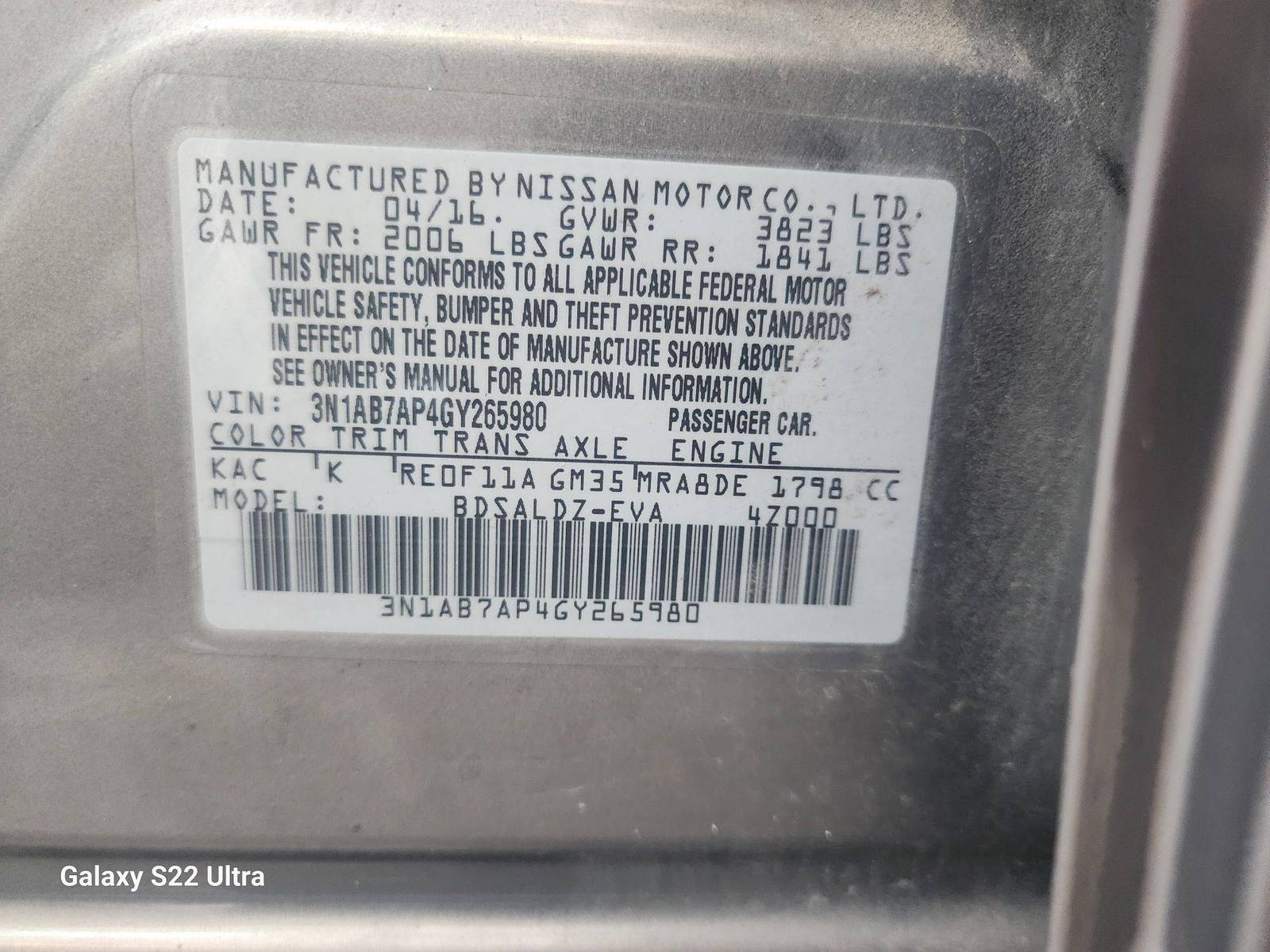 2016 NISSAN SENTRA — 94442 Miles — Lot 37877967 - Marhaba Auctions Used Cars - Image 8