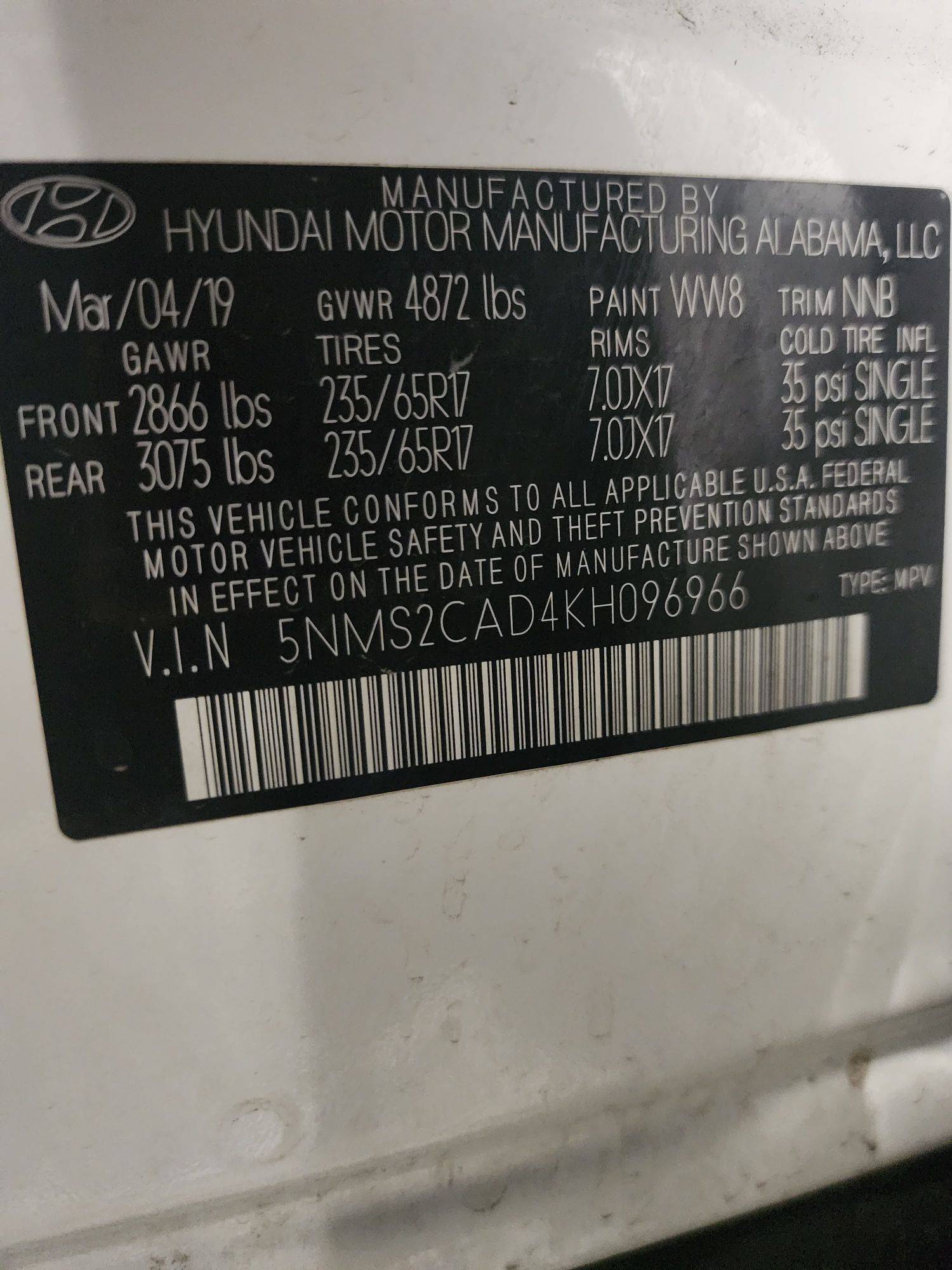 2019 HYUNDAI SANTA FE — 78421 Miles — Lot 63986313 - Marhaba Auctions Used Cars - Image 3