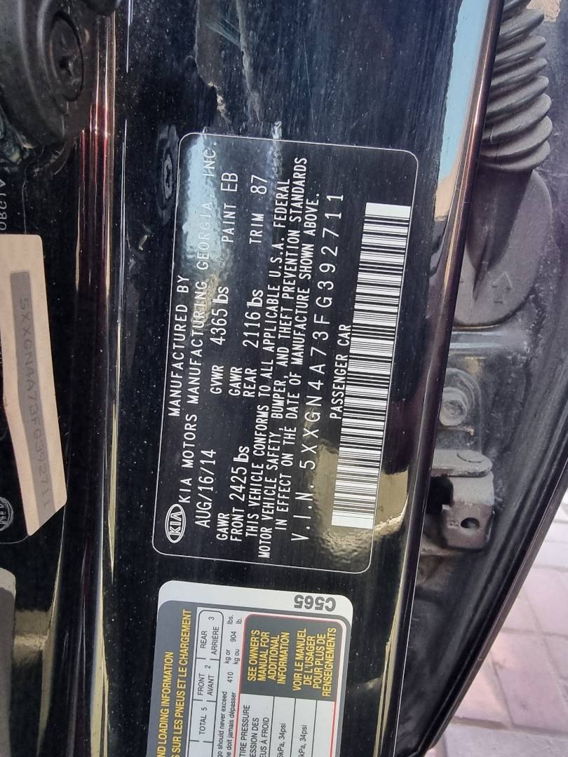 2015 KIA OPTIMA — 188623 Miles — Lot G392711 — Ind. 12 - Marhaba Auctions Used Cars - Image 8
