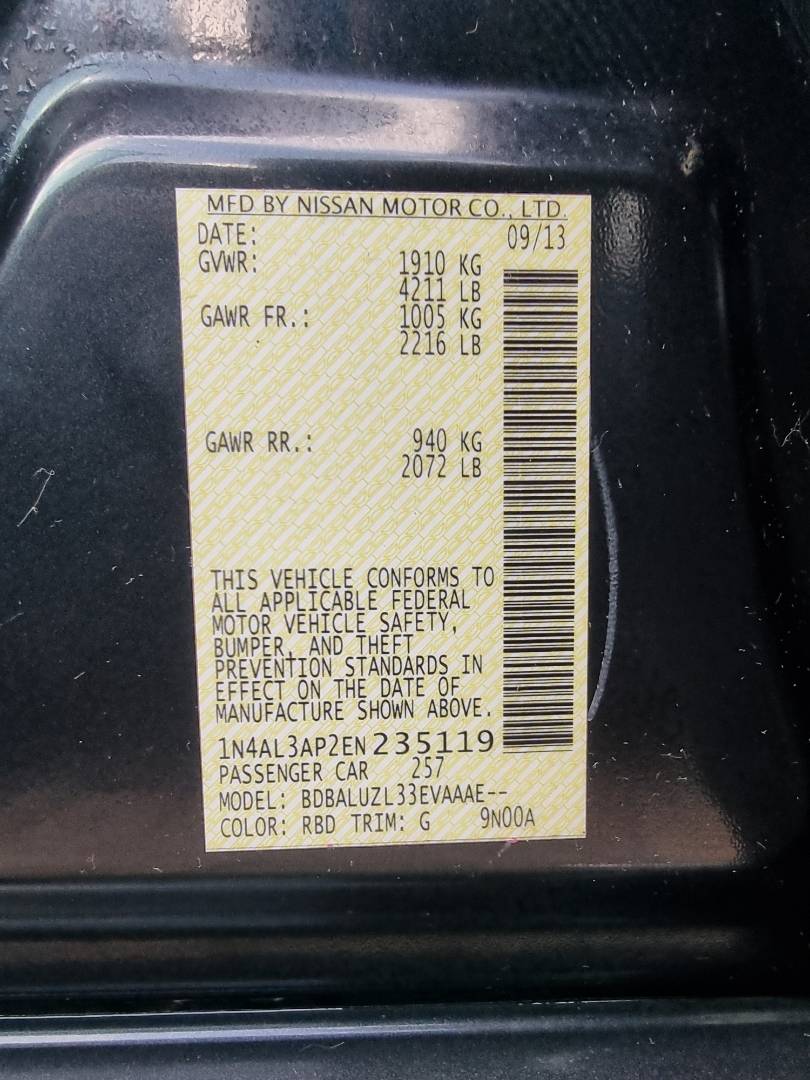 2014 NISSAN ALTIMA — 184394 Miles — Lot 62735024 — Main - Marhaba Auctions Used Cars - Image 9