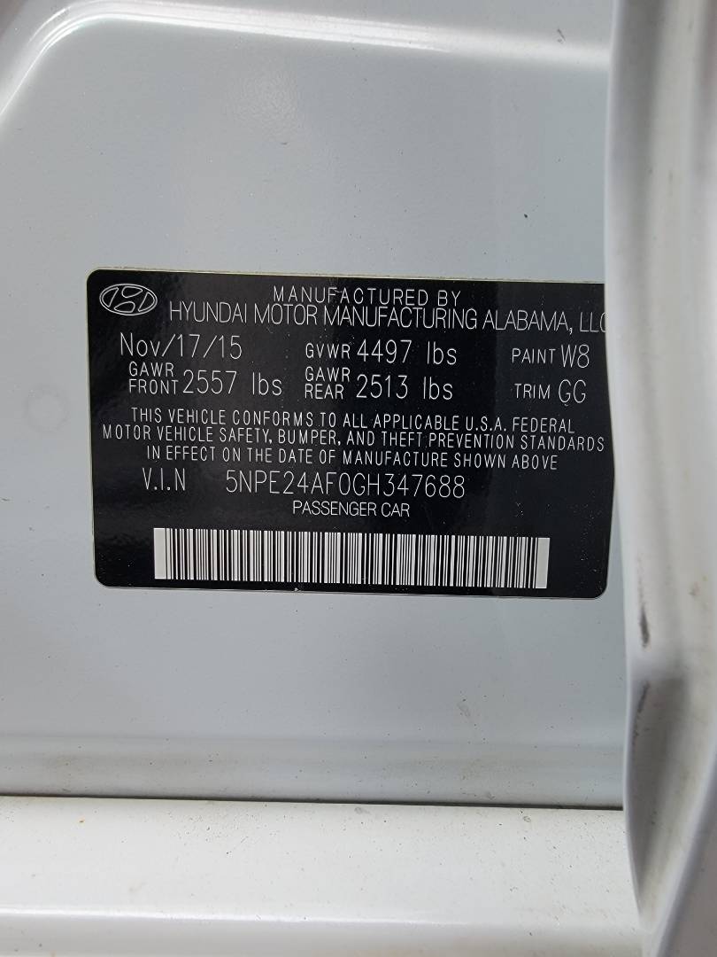 2016 HYUNDAI SONATA — 123987 Miles — Lot H347688 — Main - Marhaba Auctions Used Cars - Image 10
