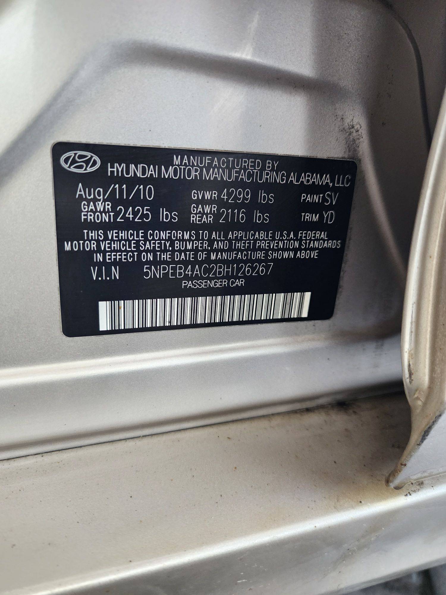 2011 HYUNDAI SONATA — 224182 Miles — Lot 74757463 - Marhaba Auctions Used Cars - Image 10