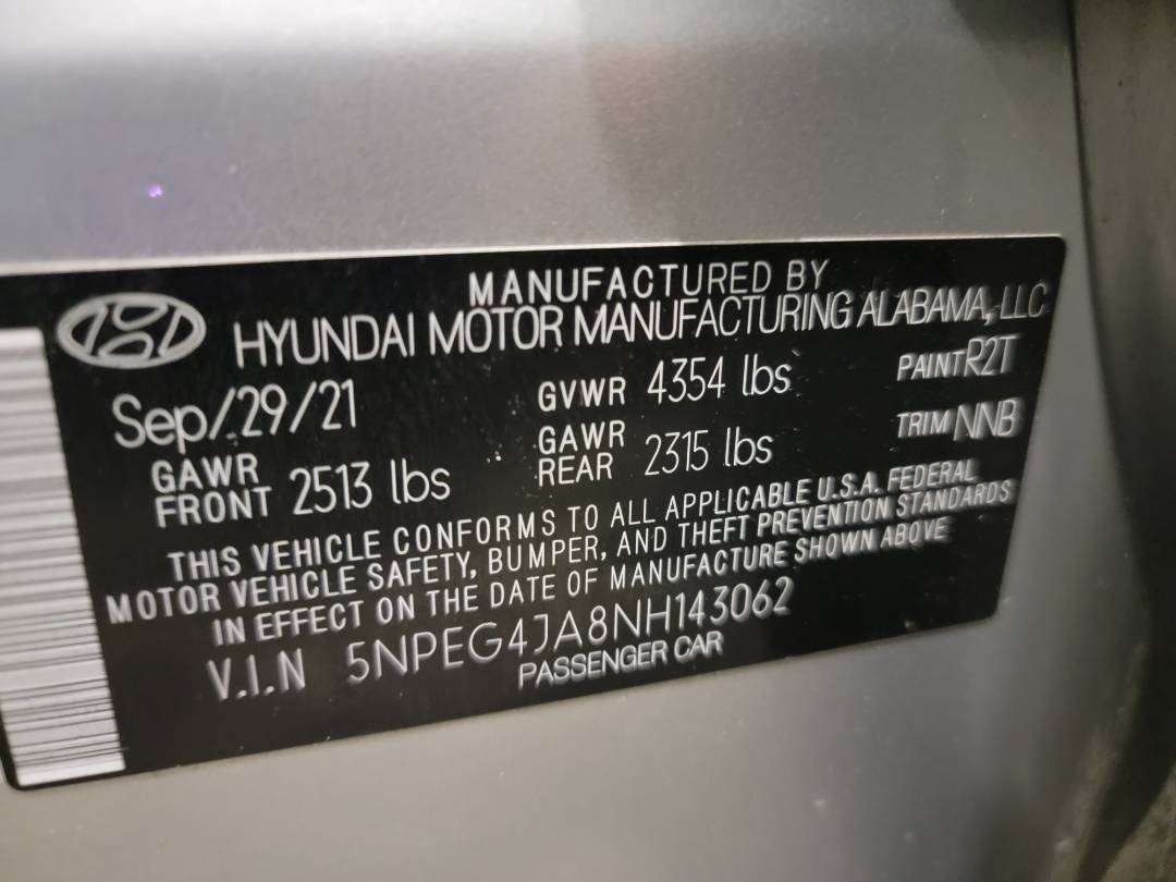 2022 HYUNDAI SONATA — 13172 Miles — Lot H143062 — Main - Marhaba Auctions Used Cars - Image 8