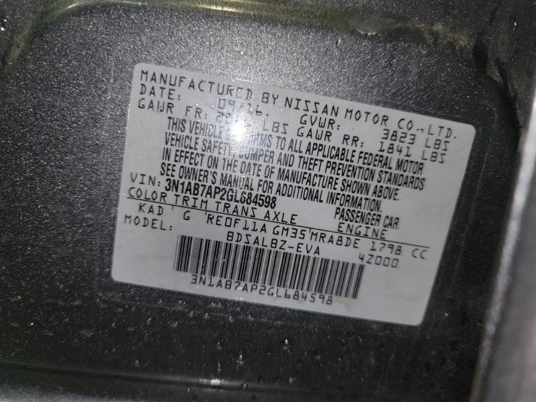 2016 NISSAN SENTRA — 128441 Miles — Lot 684598 - Marhaba Auctions Used Cars - Image 9