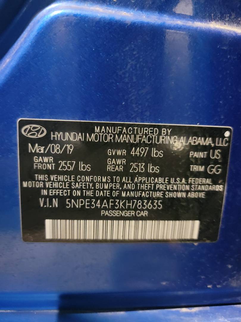 2019 HYUNDAI SONATA — 56014 Miles — Lot 783635 — Main - Marhaba Auctions Used Cars - Image 10