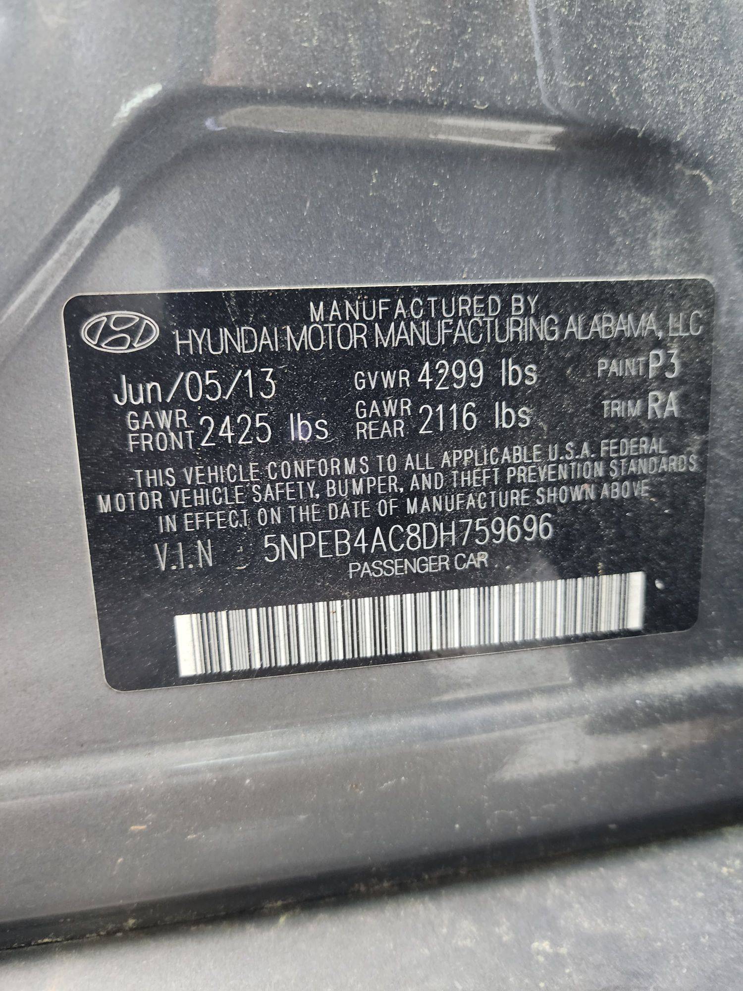 2013 HYUNDAI SONATA — 123314 Miles — Lot 50099684 — Souq - Marhaba Auctions Used Cars - Image 9