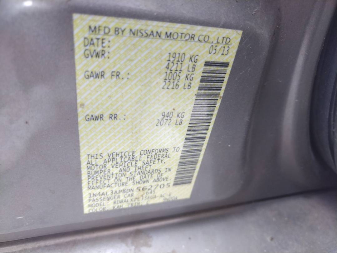 2013 NISSAN ALTIMA — 215494 Miles — Lot 69842273 - Marhaba Auctions Used Cars - Image 11