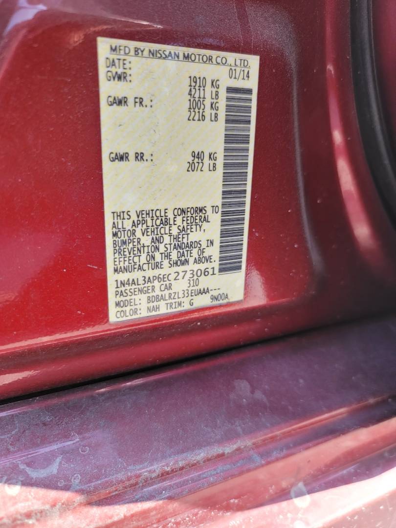 2014 NISSAN ALTIMA — 120048 Miles — Lot 59265953 - Marhaba Auctions Used Cars - Image 8
