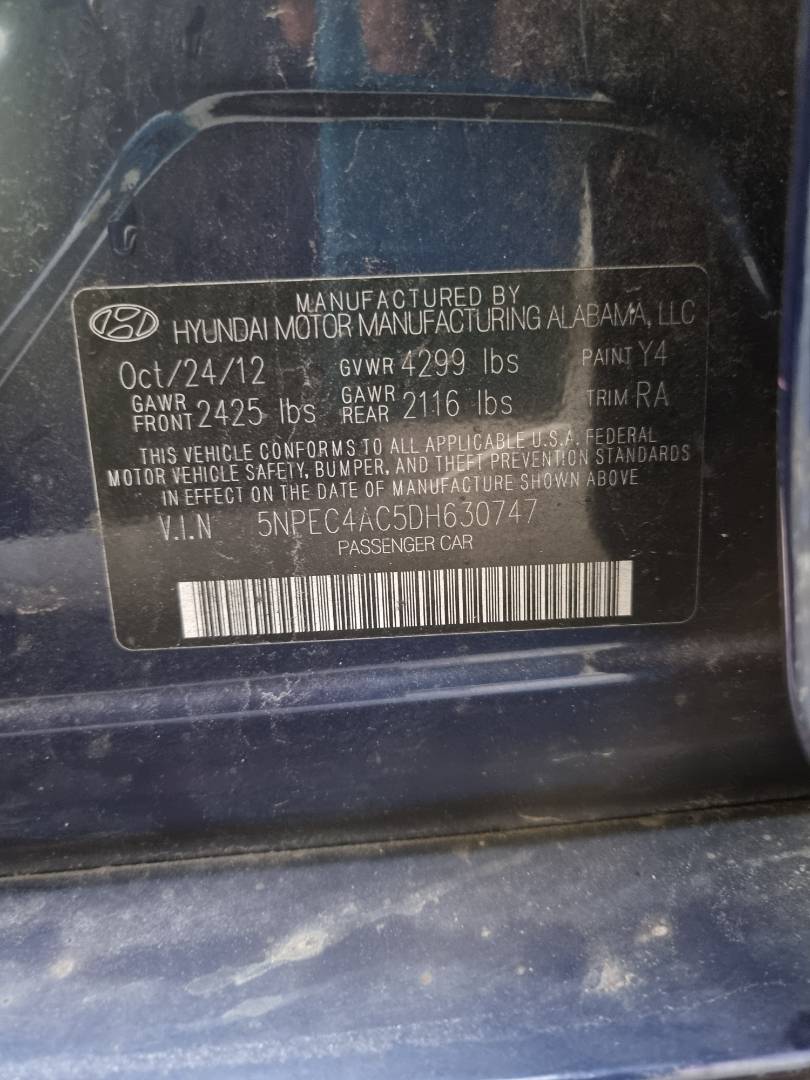 2013 HYUNDAI SONATA — 157215 Miles — Lot 630747 — Ind. 12 - Marhaba Auctions Used Cars - Image 9