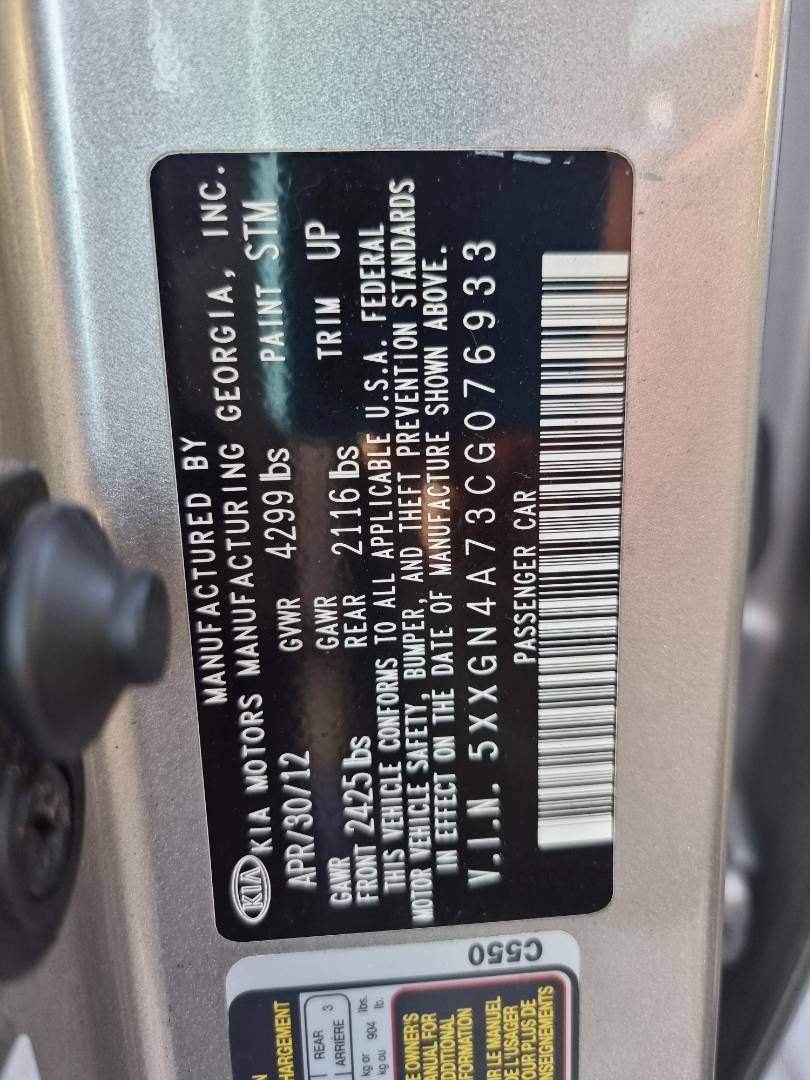2012 KIA OPTIMA — 260238 Miles — Lot 215487 — Ind. 12 - Marhaba Auctions Used Cars - Image 10