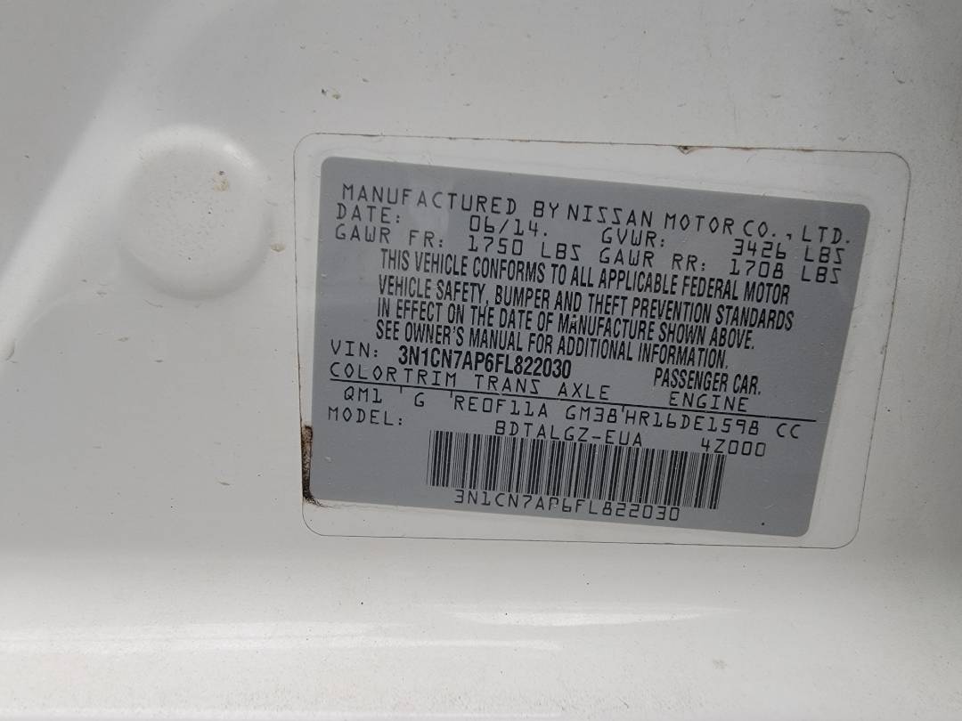 2015 NISSAN VERSA — 113668 Miles — Lot AP6FL822030 — Main - Marhaba Auctions Used Cars - Image 9