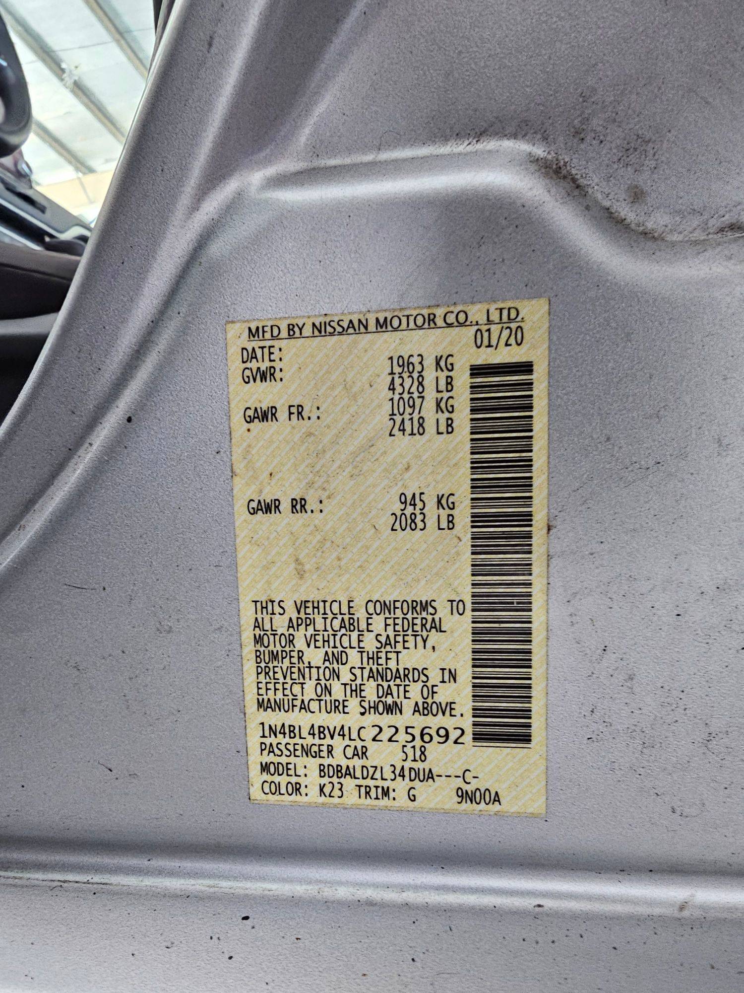 2020 NISSAN ALTIMA — 97222 Miles — Lot C225692 — Main - Marhaba Auctions Used Cars - Image 10