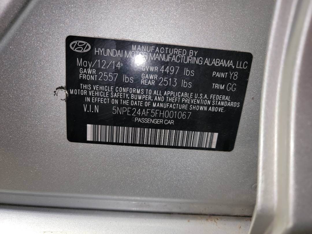 2015 HYUNDAI SONATA — 161511 Miles — Lot H001067 - Marhaba Auctions Used Cars - Image 9